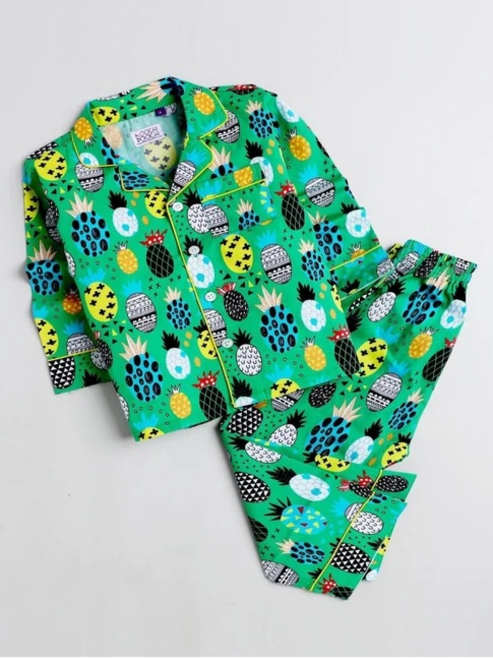 Pineapple-Print Green Pajama Set ados 12/14